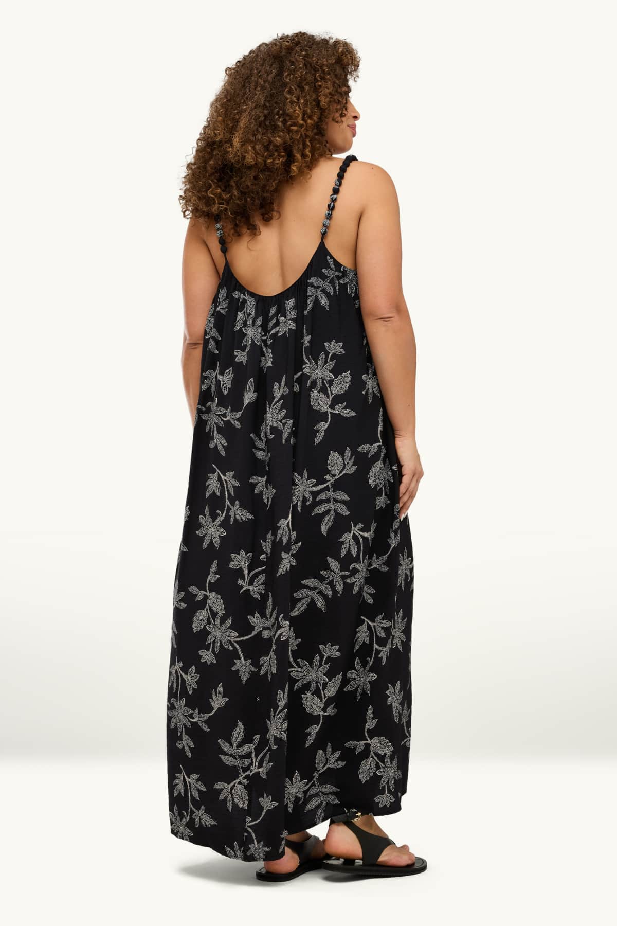 Dress - straight fit - patterned - black