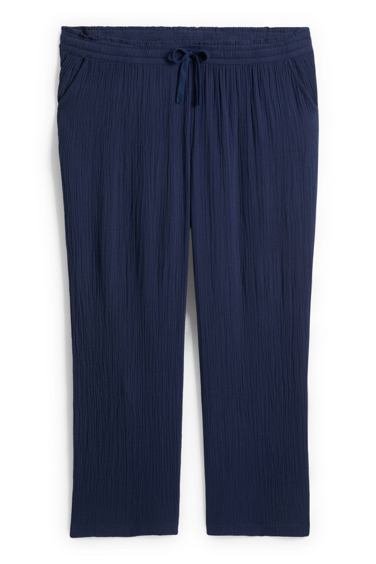 Cloth trousers - high waist - relaxed fit - dark blue