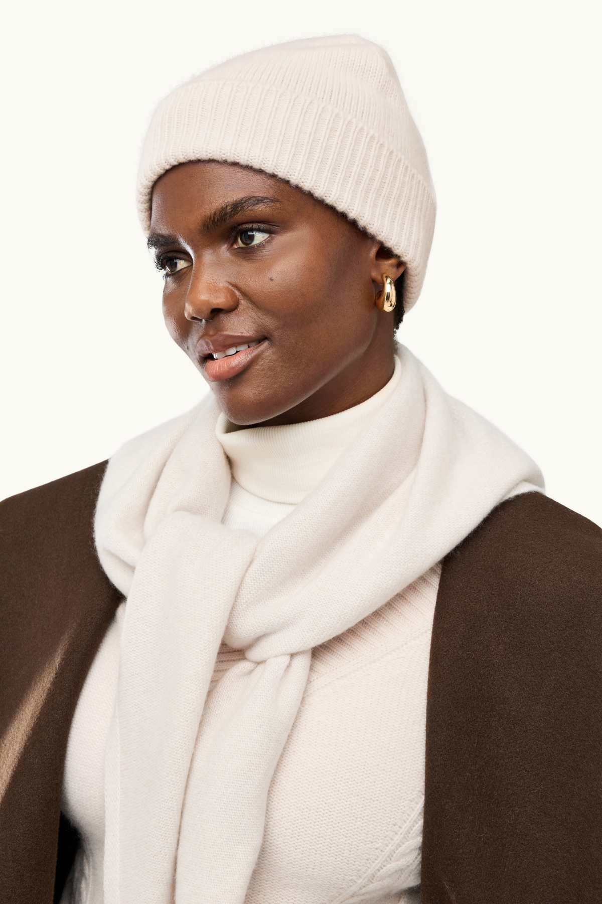 Cashmere beanie - white