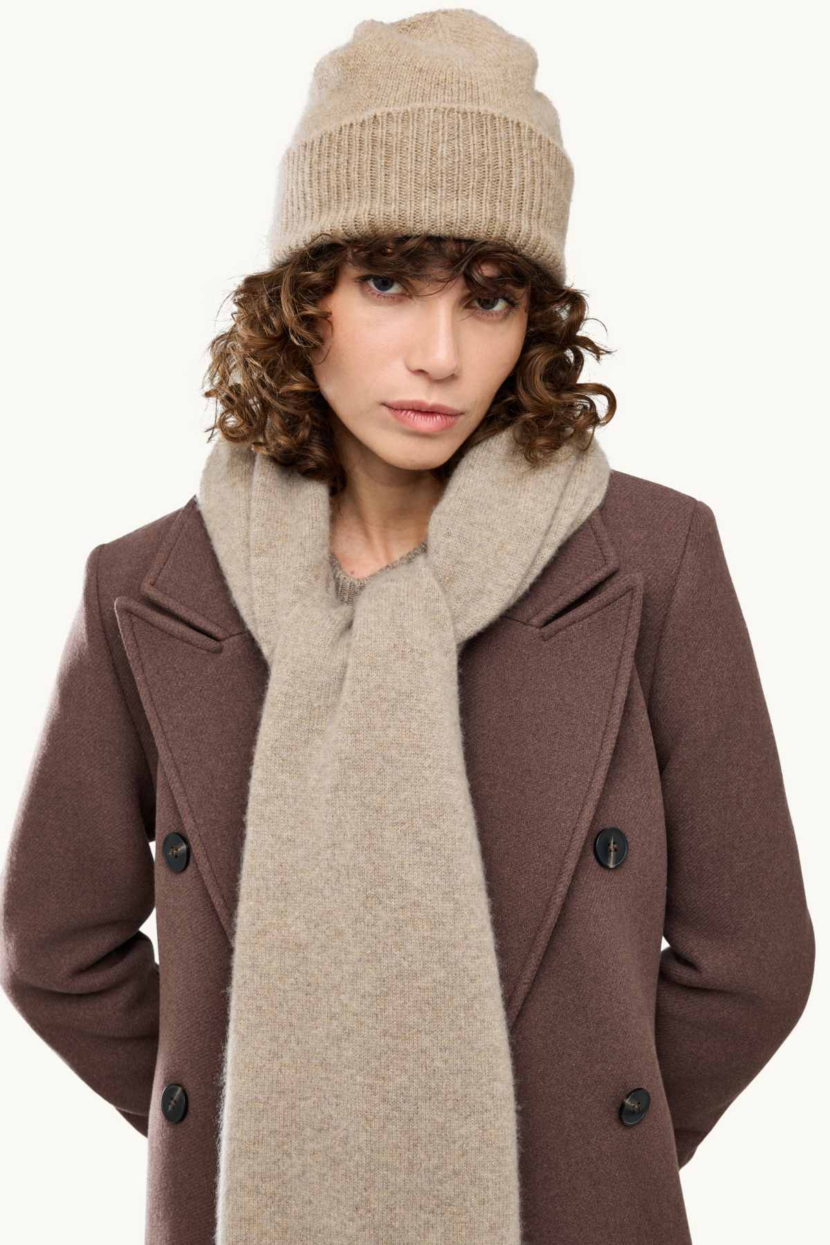 Cashmere beanie - light brown