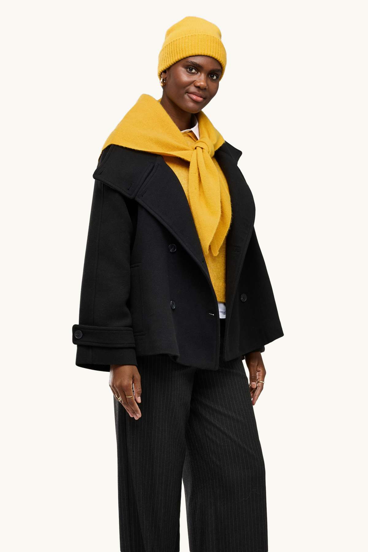 Cashmere beanie - mustard yellow