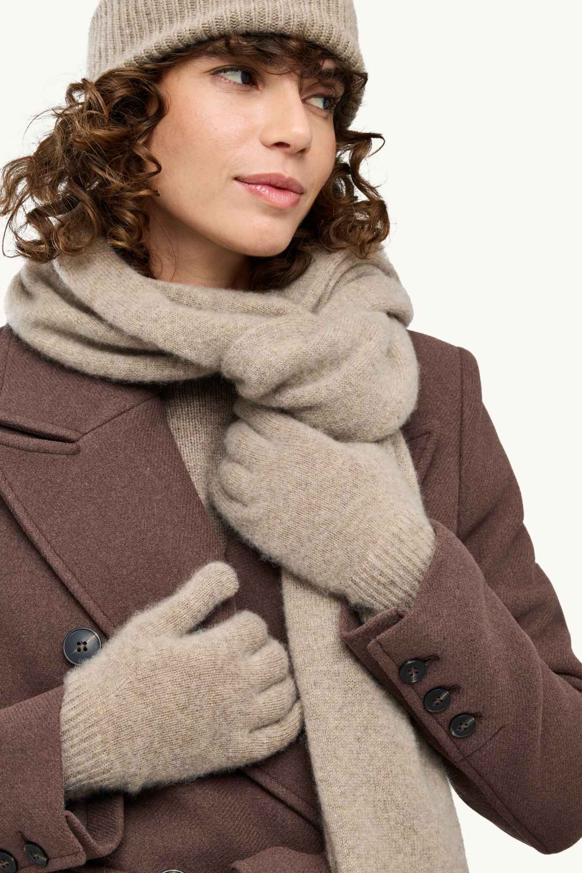 Cashmere gloves - beige