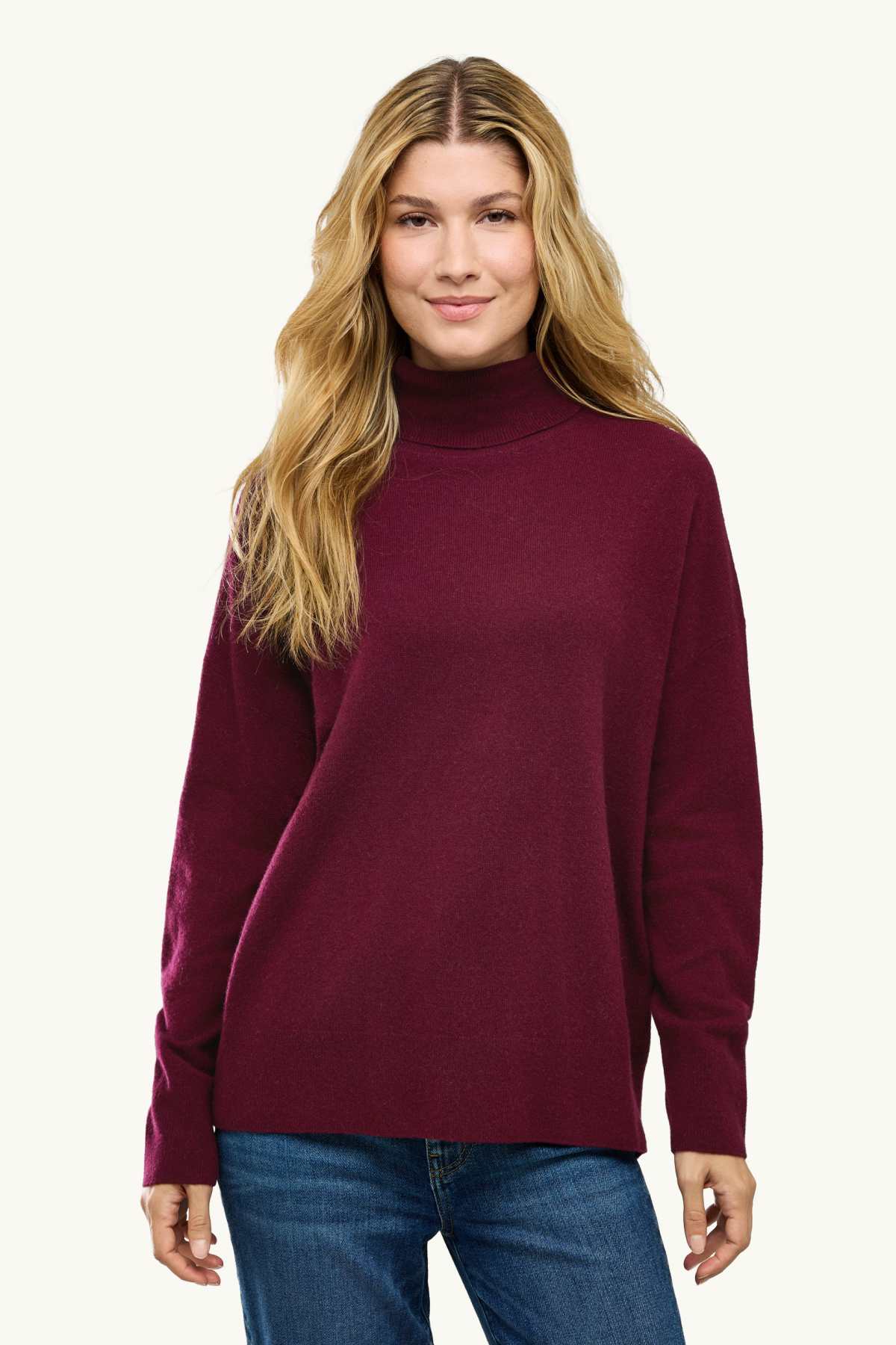 Cashmere turtleneck jumper - bordeaux