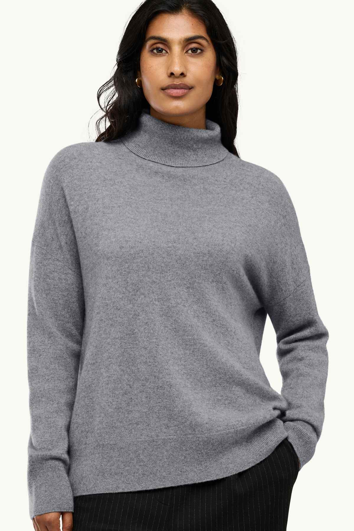 Cashmere turtleneck jumper - gray-melange