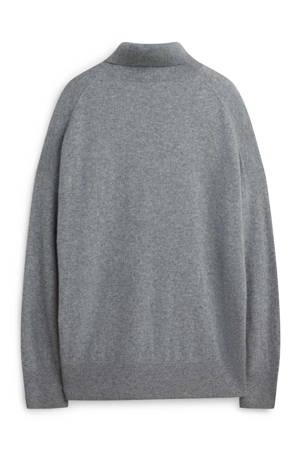 Cashmere turtleneck jumper - gray-melange