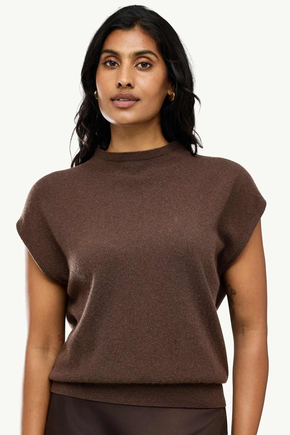 Cashmere slipover - dark brown