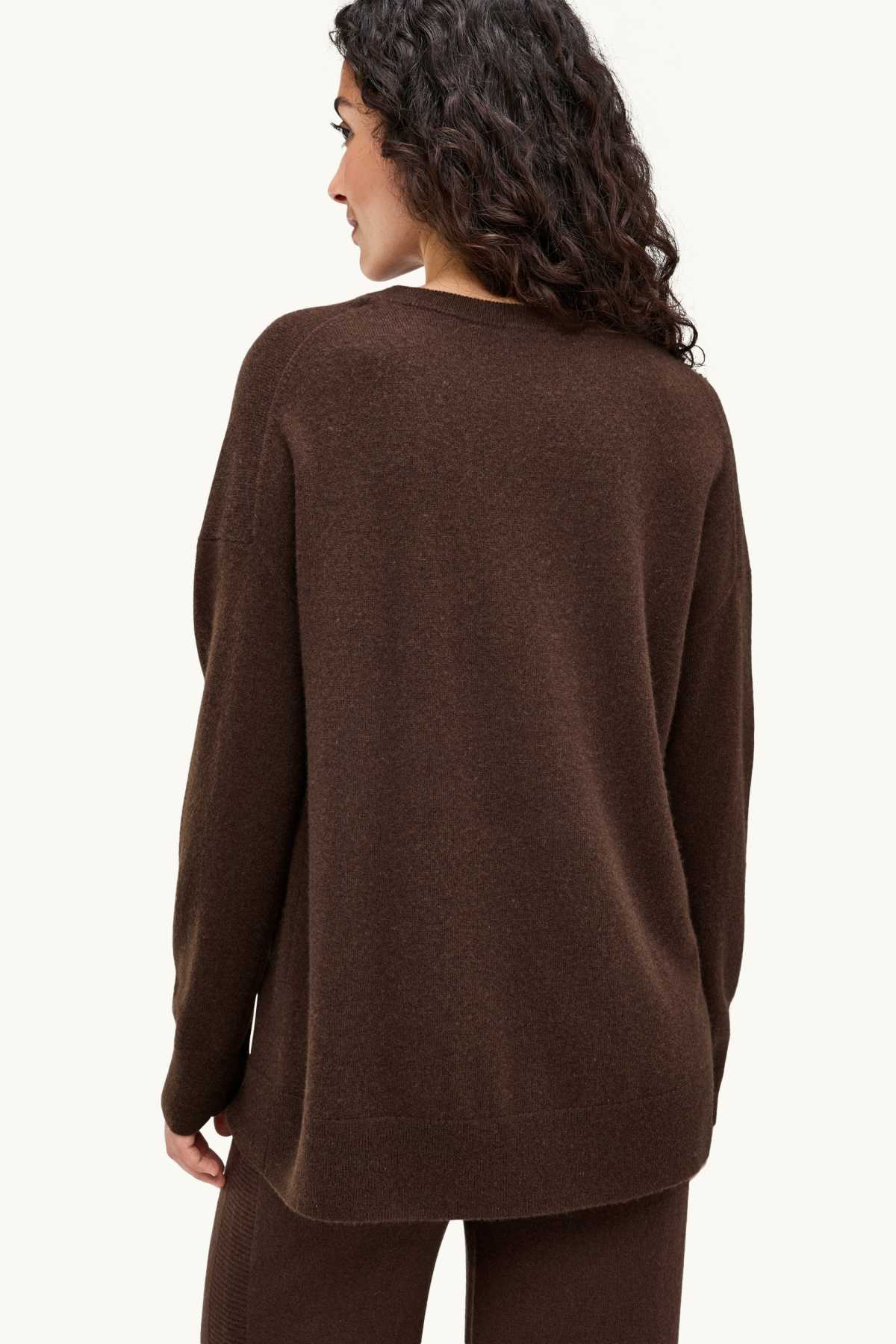 Cashmere V-neck jumper - dark brown