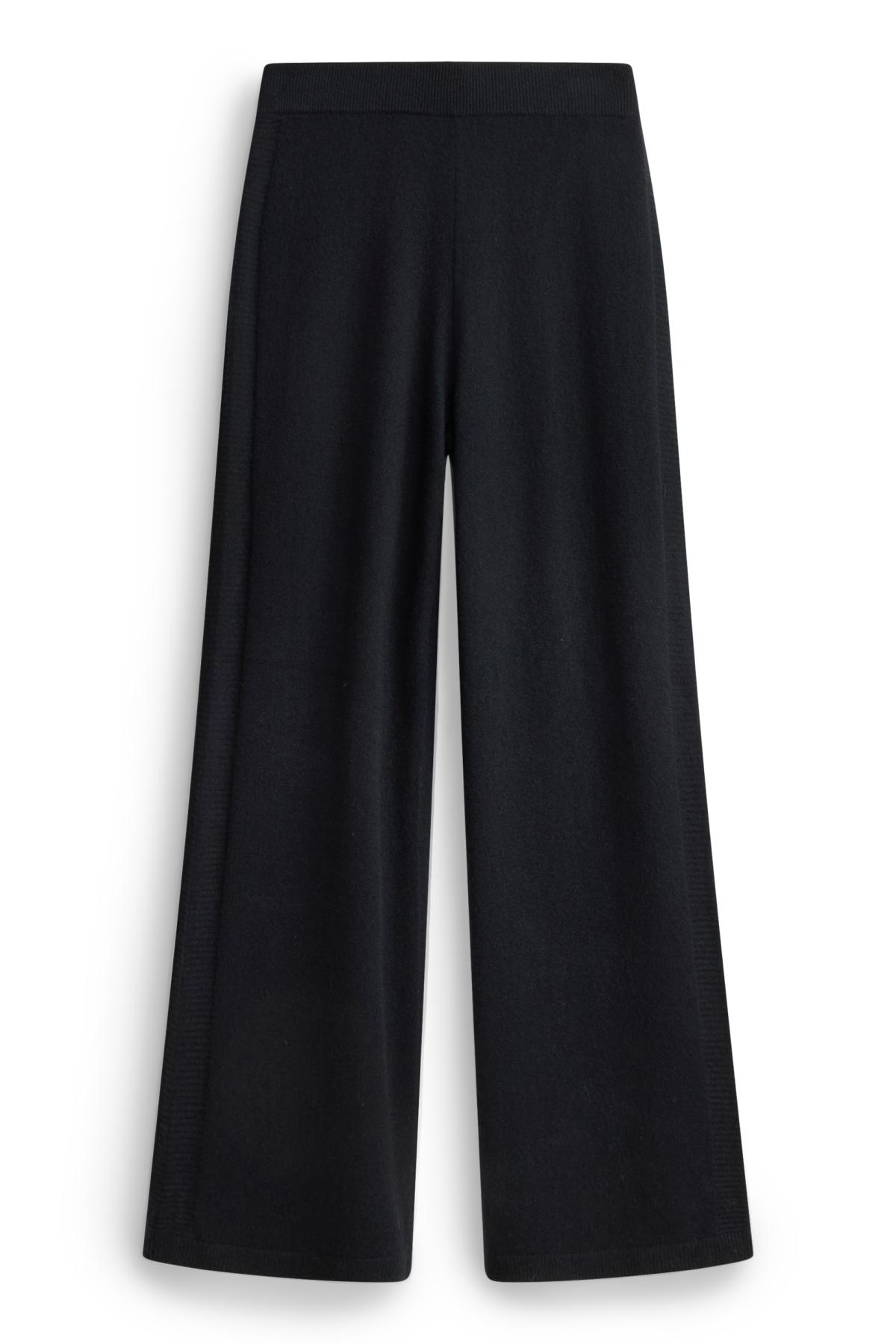 Cashmere trousers - mid-rise waist - straight leg - black