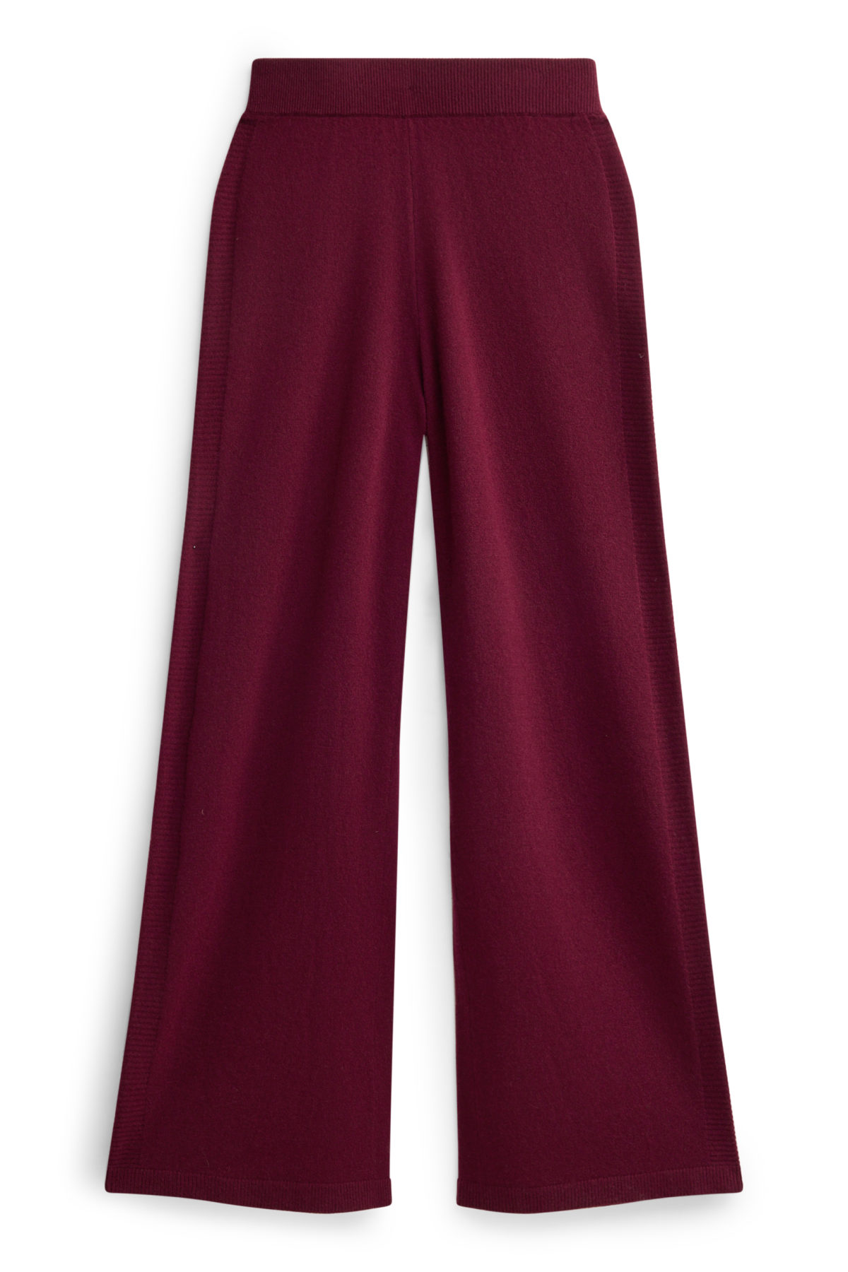 Cashmere trousers - mid-rise waist - straight leg - bordeaux