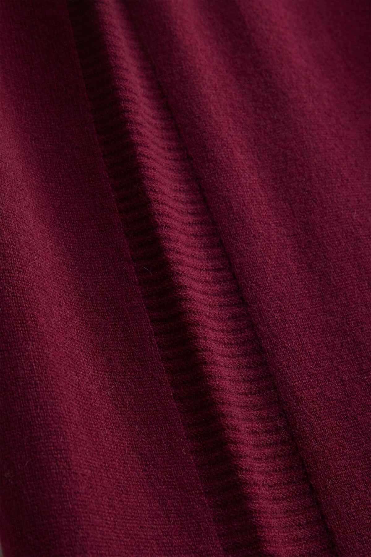 Cashmere trousers - mid-rise waist - straight leg - bordeaux