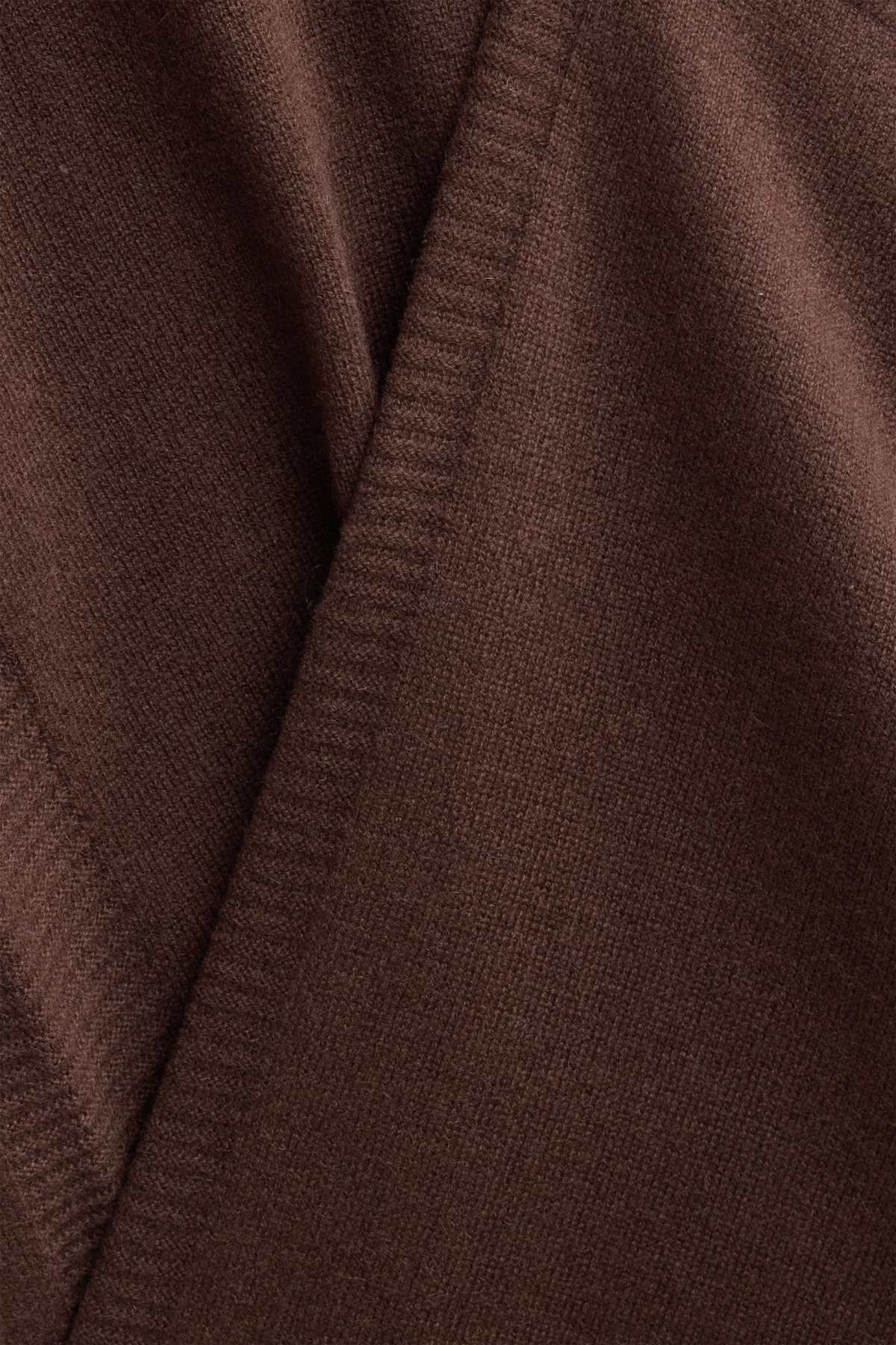 Cashmere trousers - mid-rise waist - straight leg - dark brown