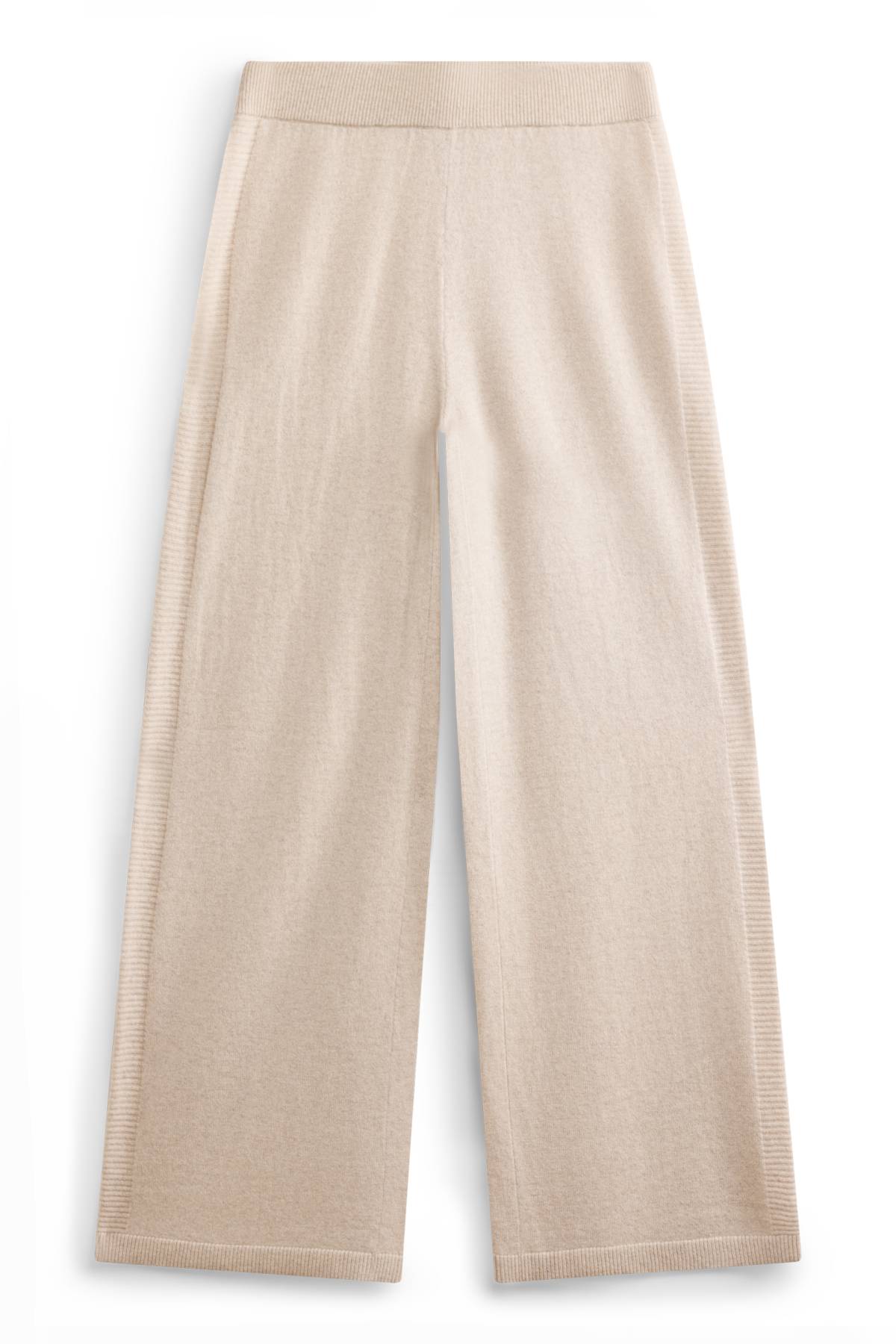 Cashmere trousers - mid-rise waist - straight leg - light beige
