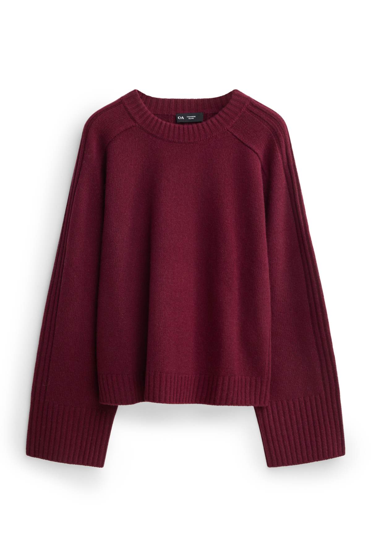 Jumper with cashmere content - wool blend - bordeaux