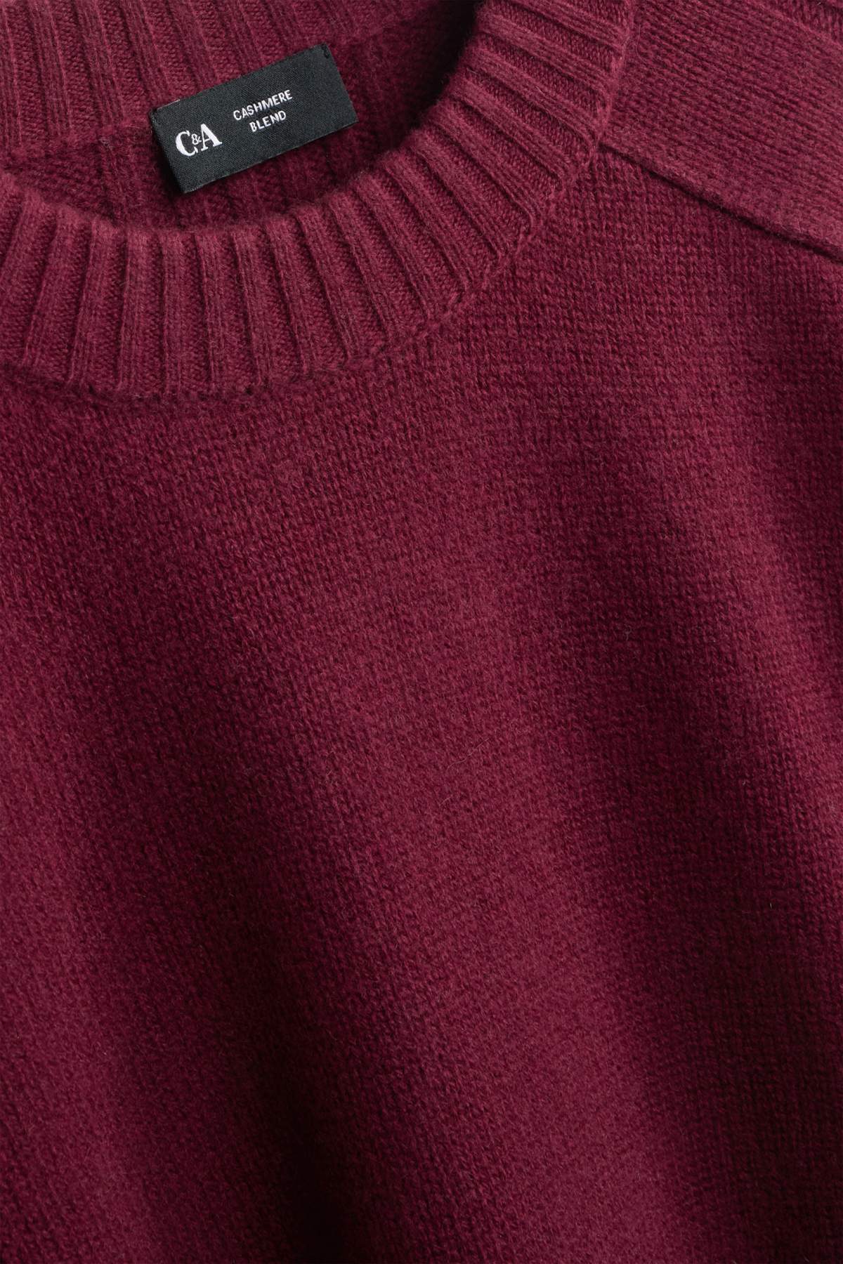 Jumper with cashmere content - wool blend - bordeaux