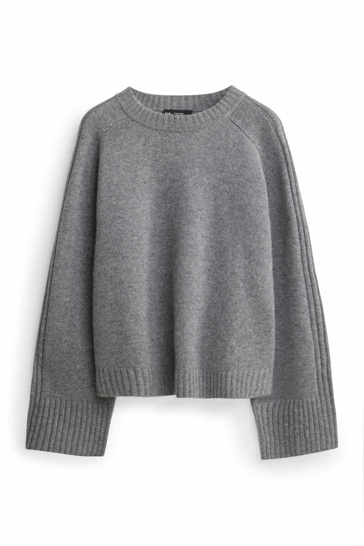 Jumper with cashmere content - wool blend - gray-melange