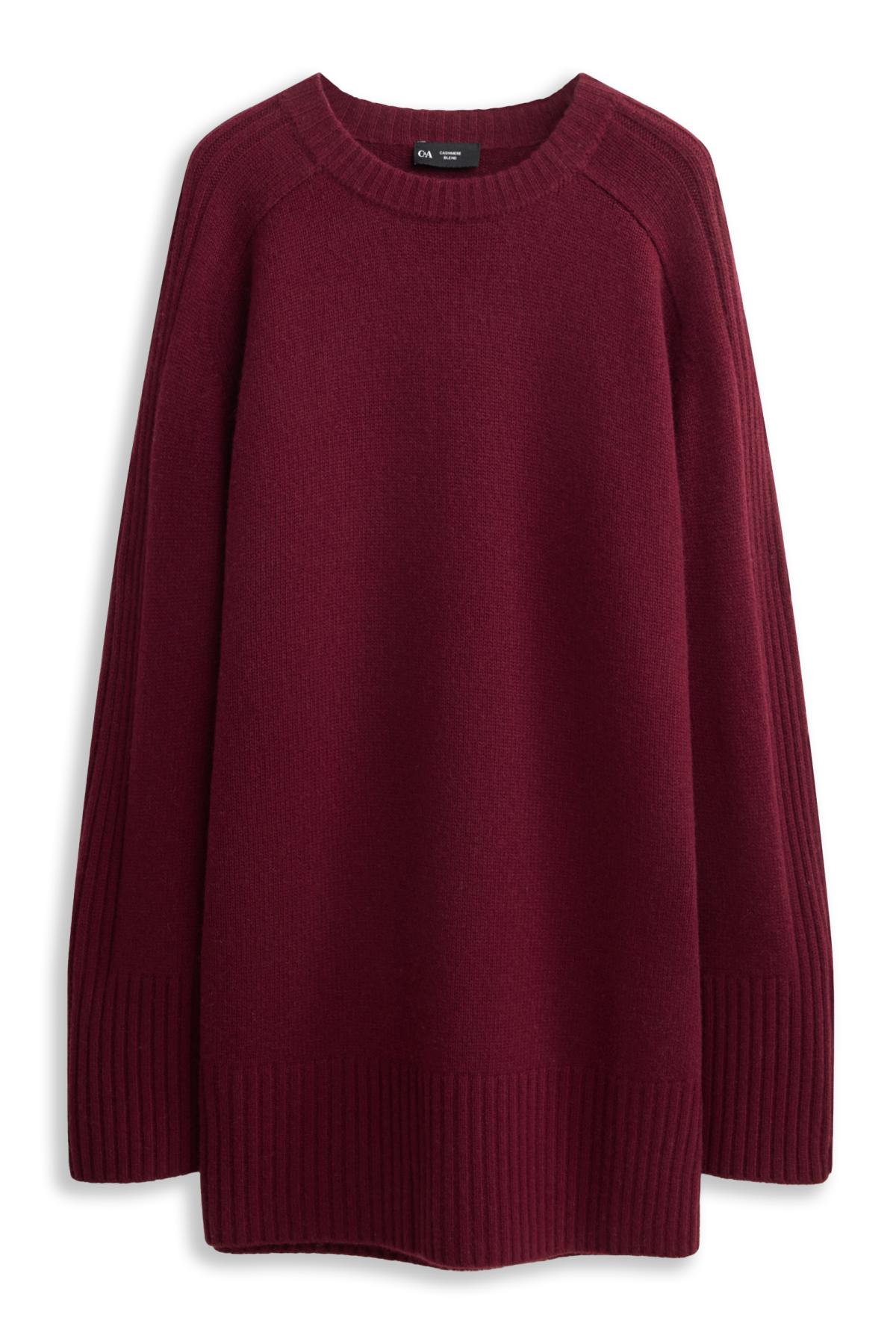 Jumper with cashmere content - wool blend - bordeaux