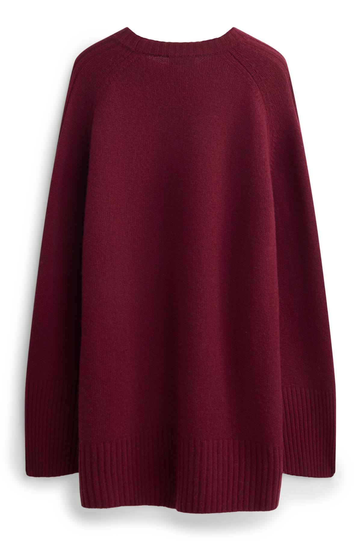 Jumper with cashmere content - wool blend - bordeaux