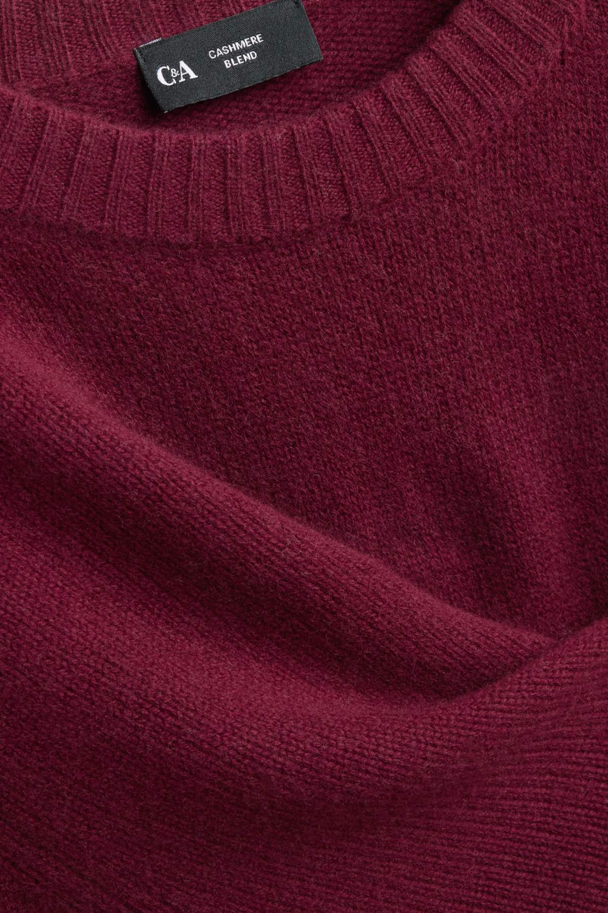Jumper with cashmere content - wool blend - bordeaux