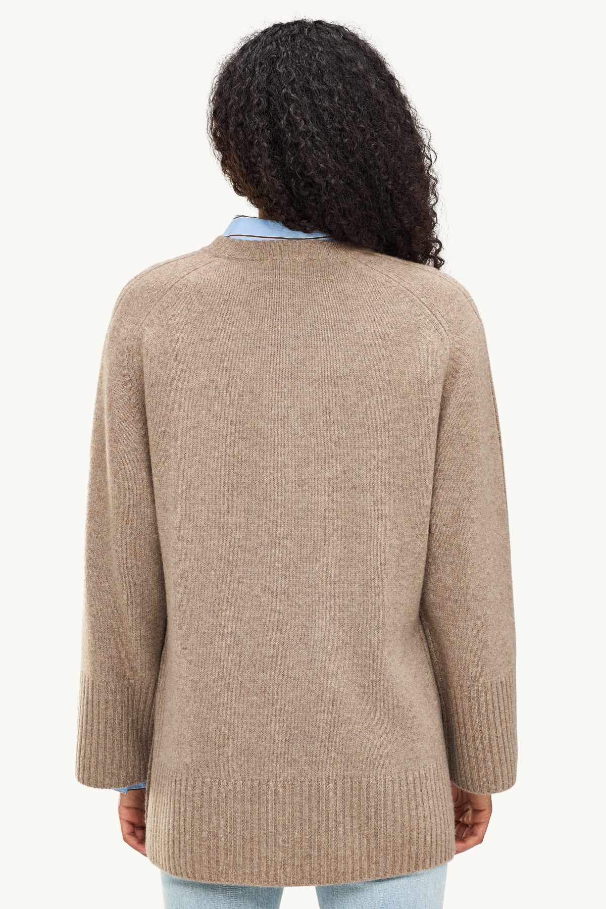Jumper with cashmere content - wool blend - light brown
