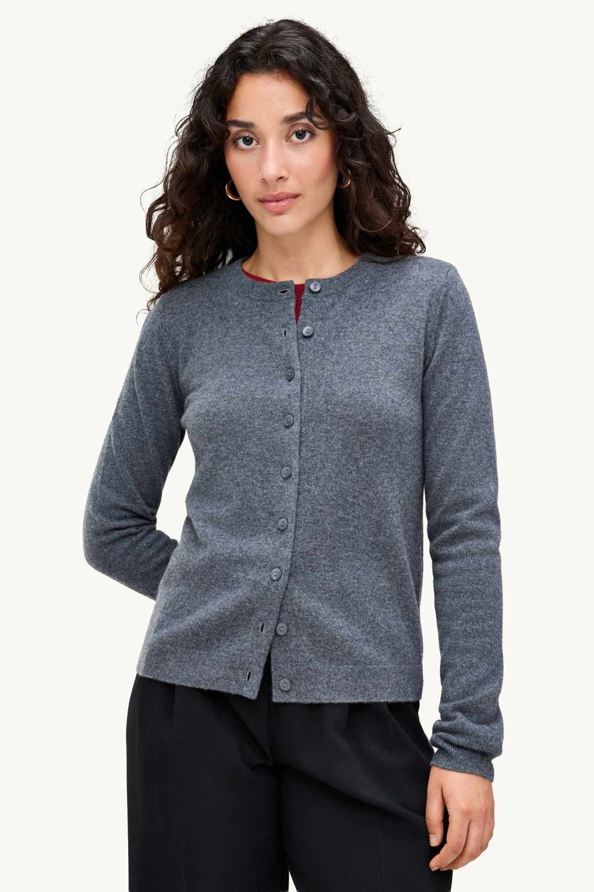 Cashmere cardigan - dark gray melange