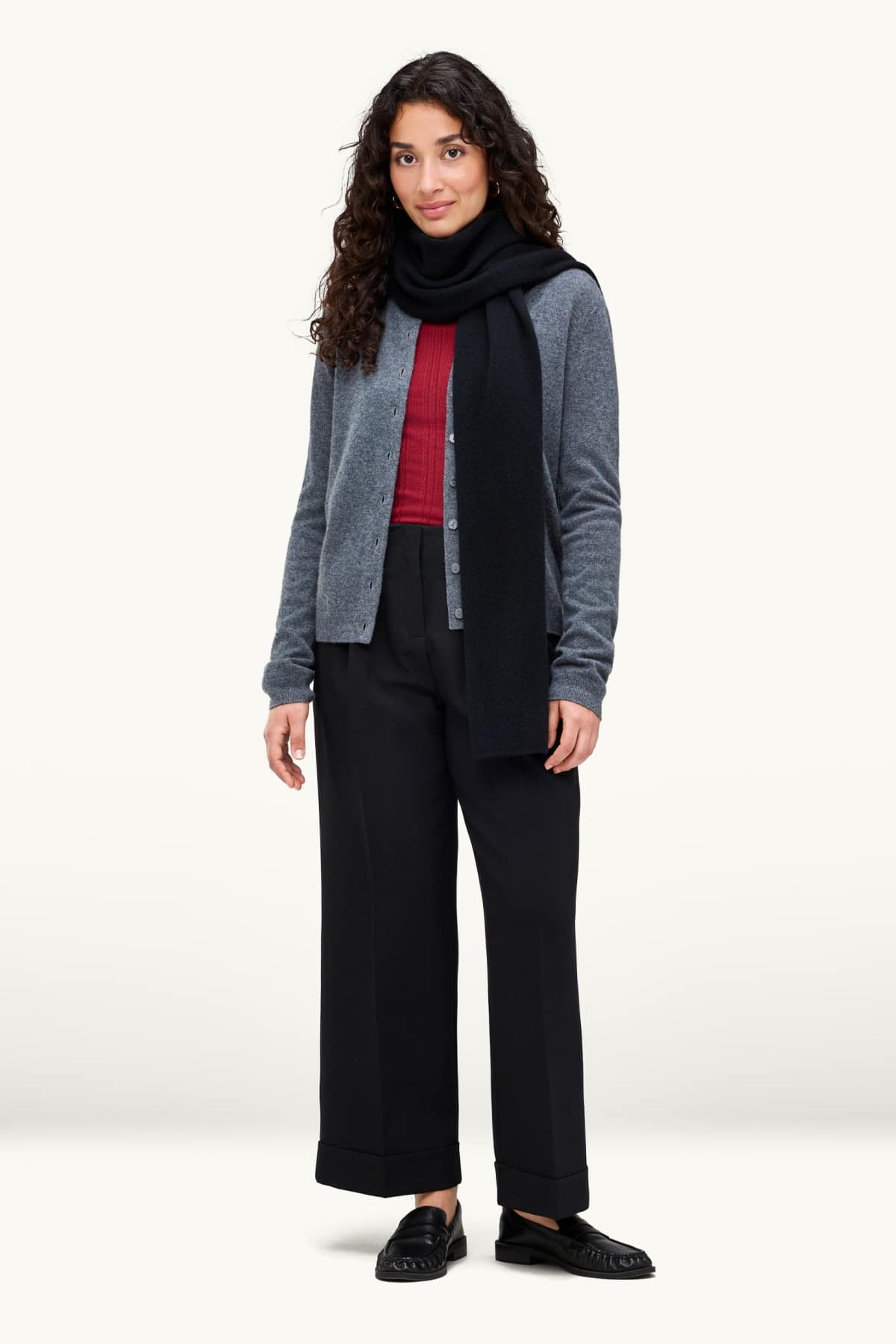 Cashmere cardigan - dark gray melange