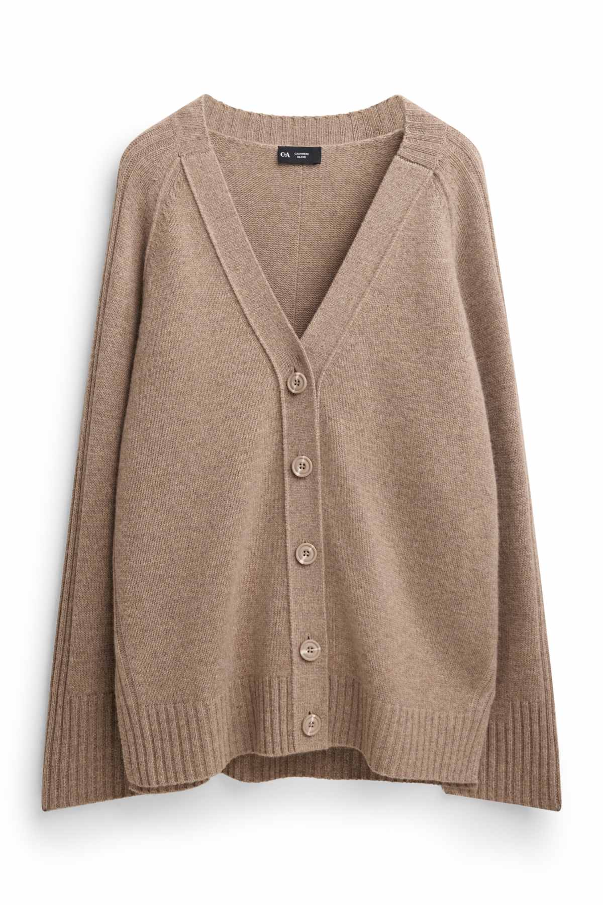 Cardigan with cashmere content - wool blend - light brown