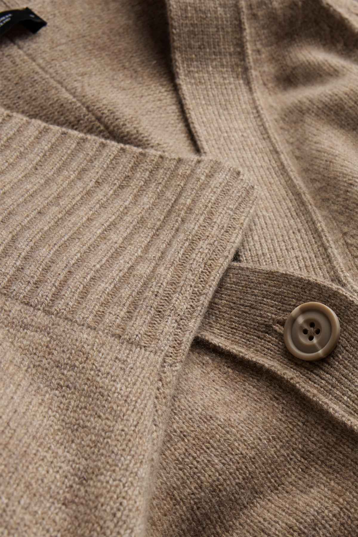 Cardigan with cashmere content - wool blend - light brown