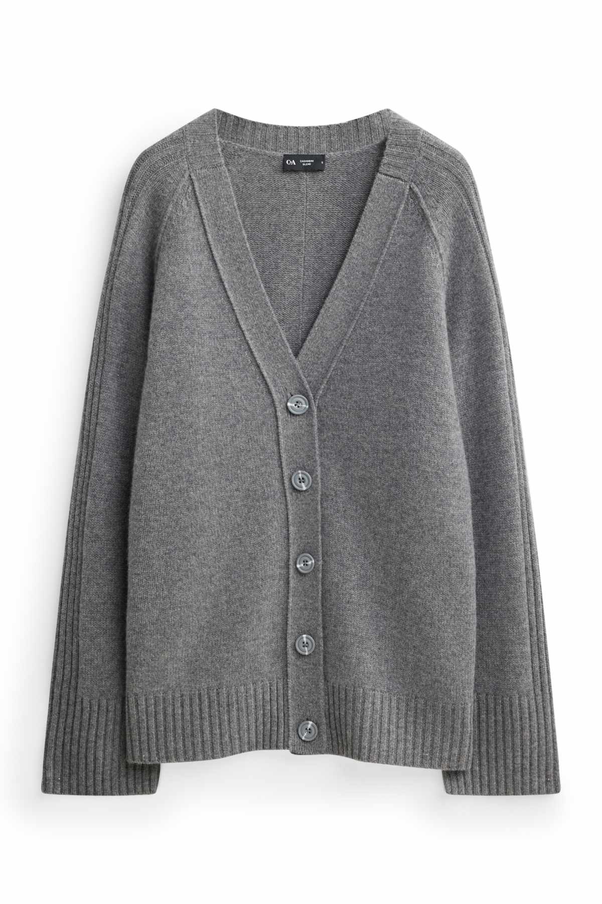Cardigan with cashmere content - wool blend - gray