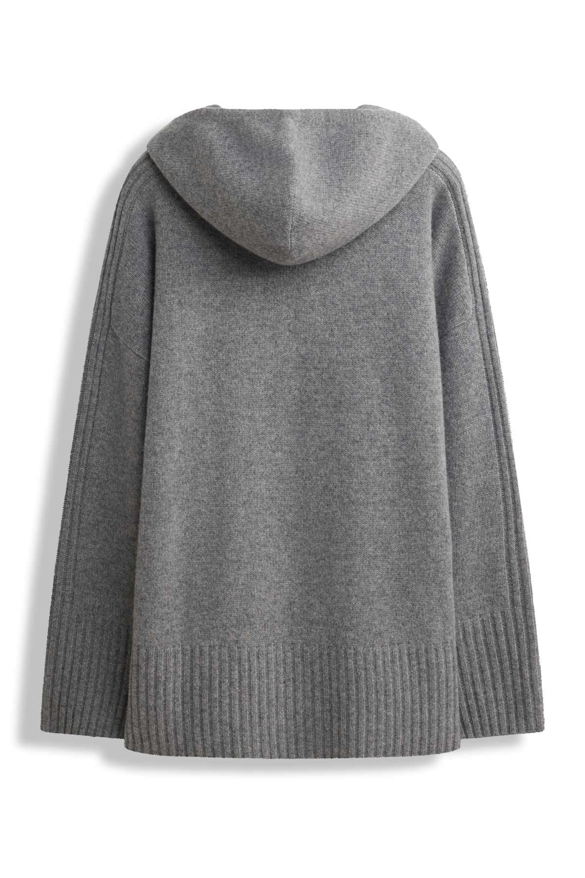 Cardigan with cashmere content and hood - wool blend - gray-melange