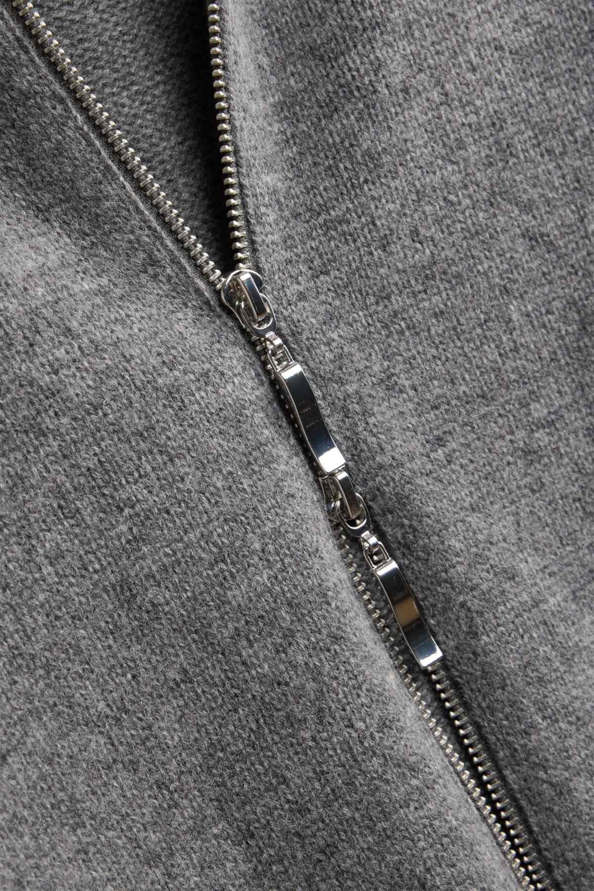 Cardigan with cashmere content and hood - wool blend - gray-melange