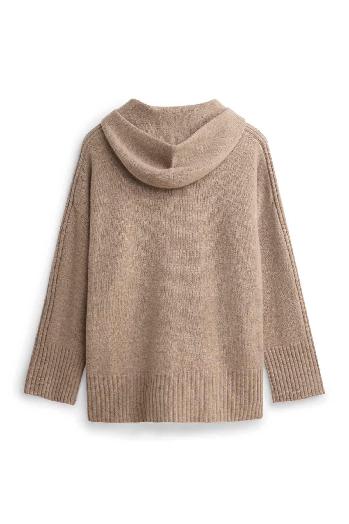 Cardigan with cashmere content and hood - wool blend - beige