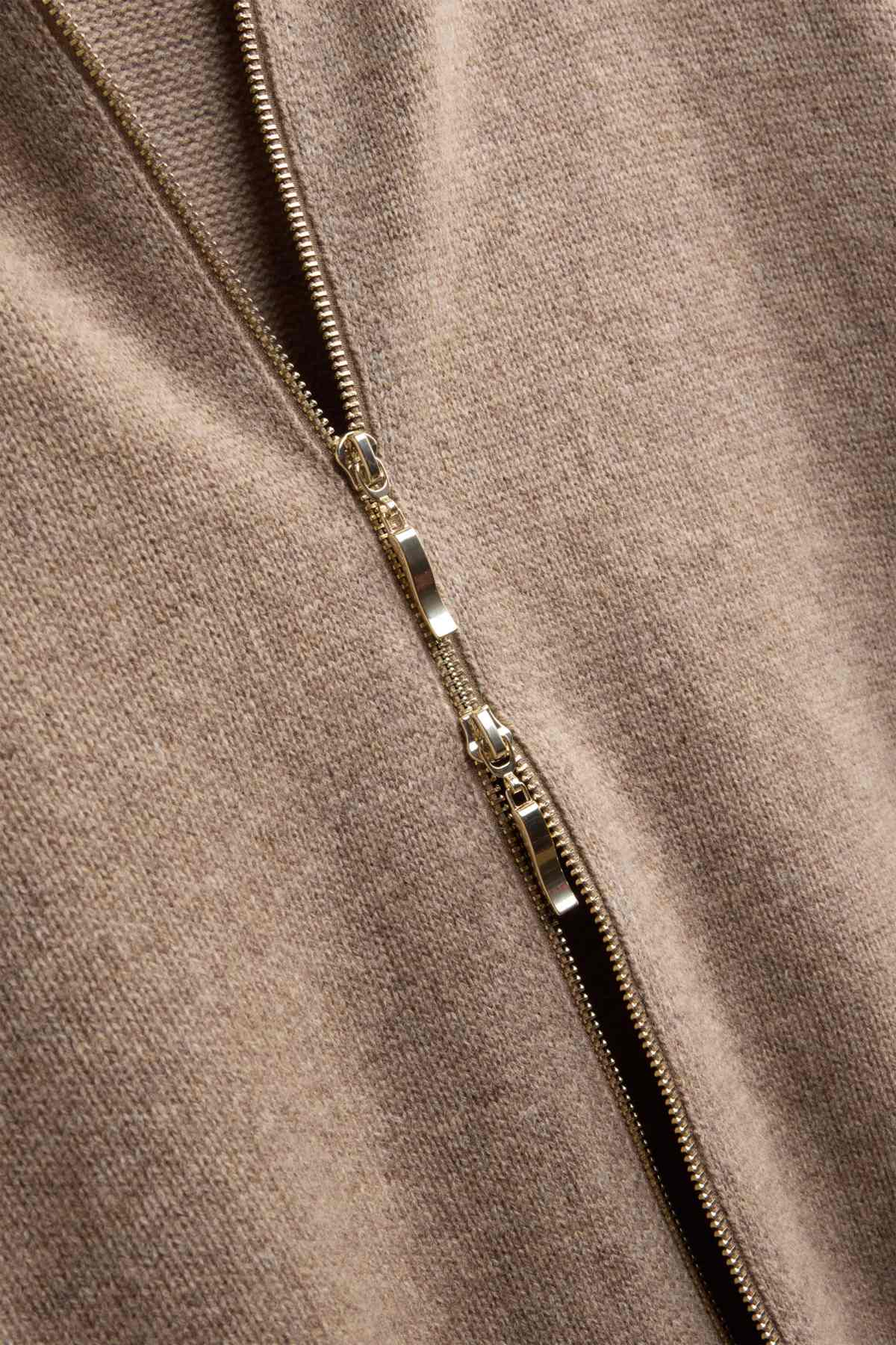 Cardigan with cashmere content and hood - wool blend - beige