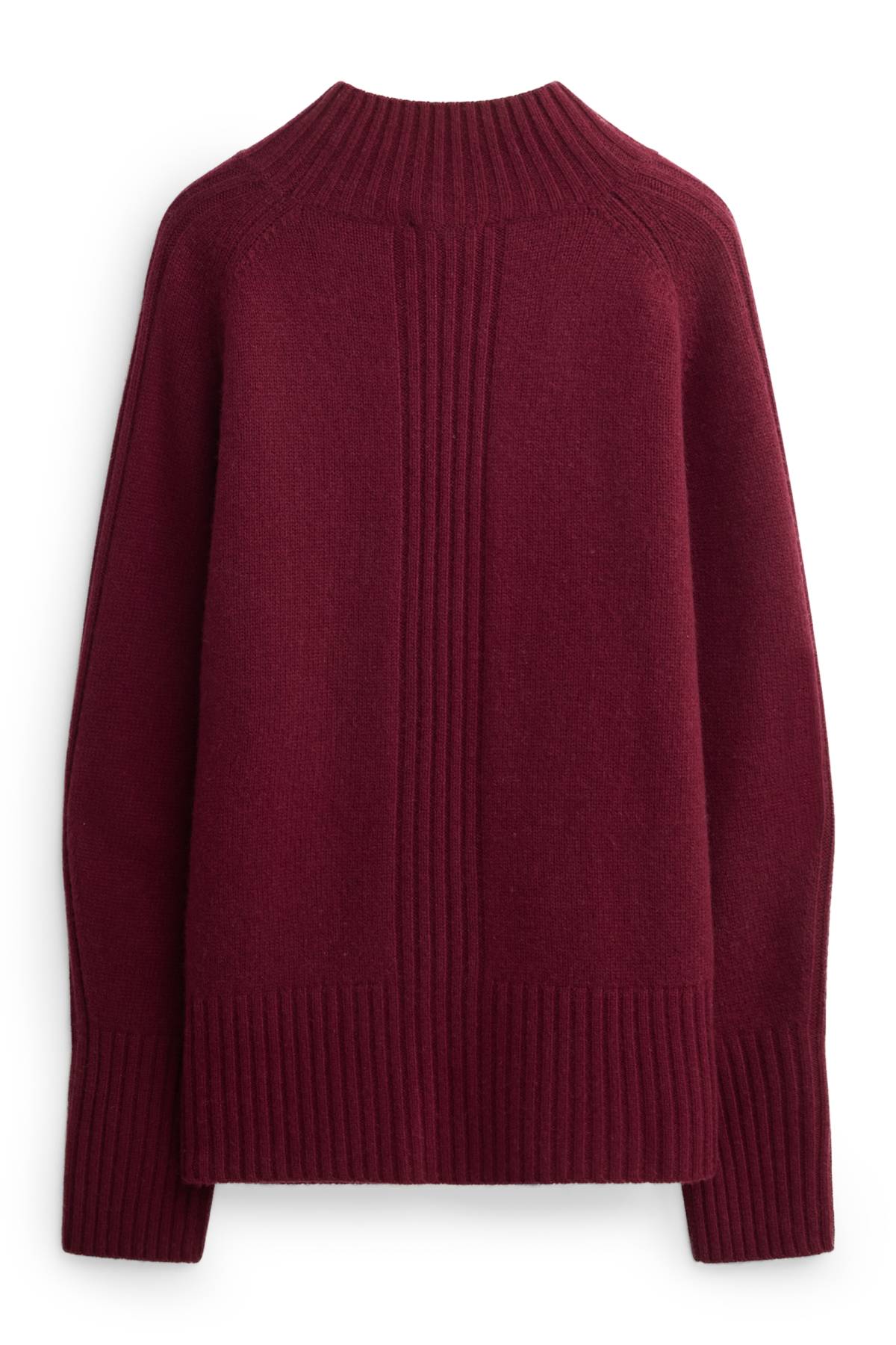 Jumper with stand-up collar and cashmere content - wool blend - bordeaux