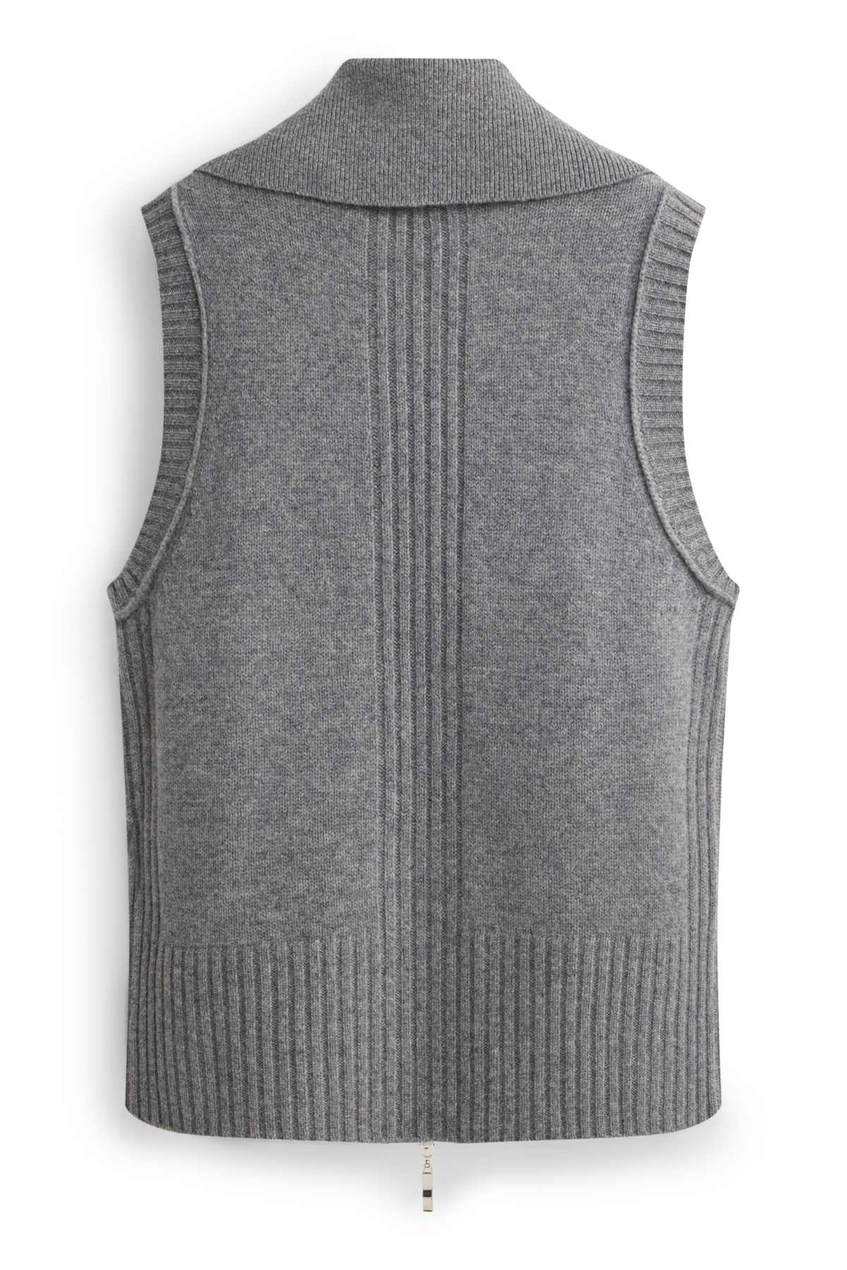 Knitted waistcoat with cashmere content - wool blend - gray-melange