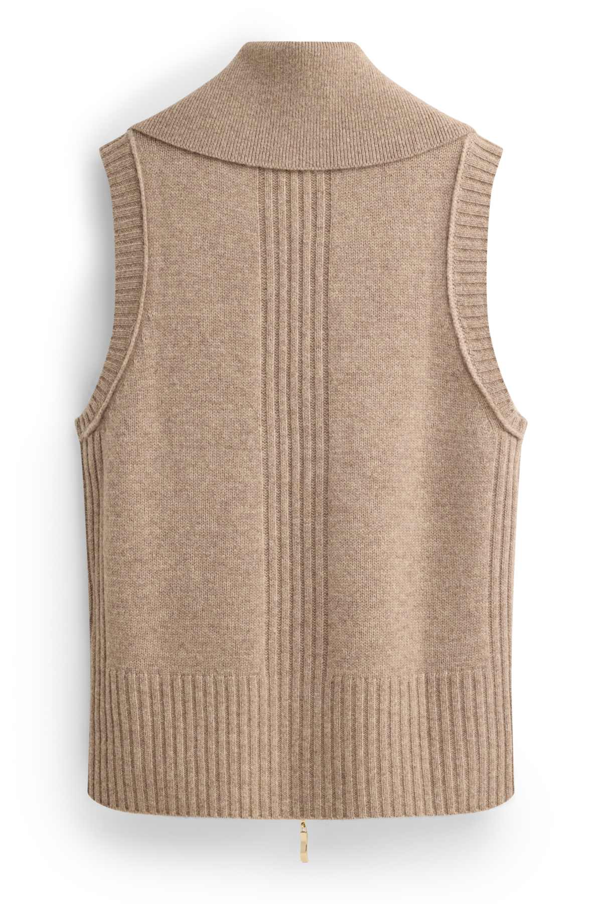 Knitted waistcoat with cashmere content - wool blend - beige-melange