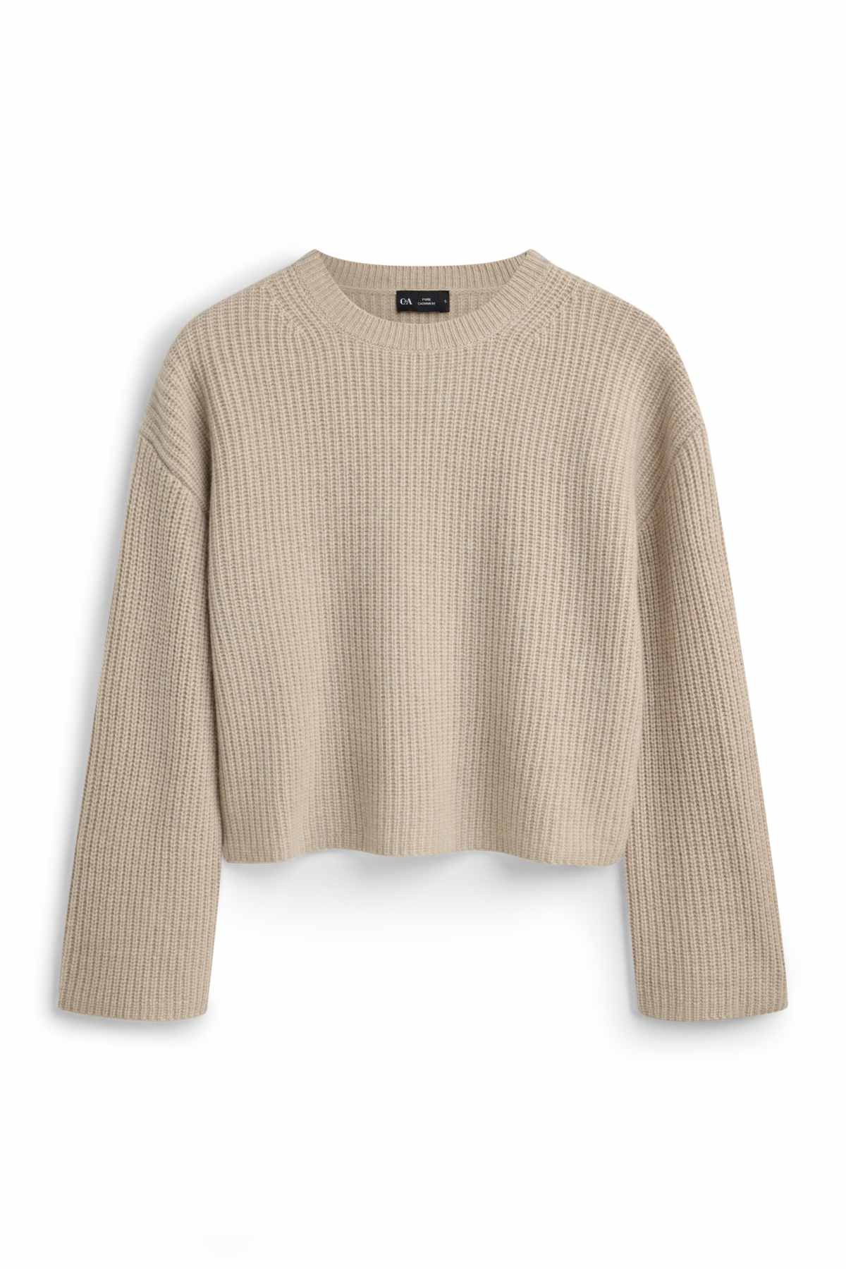 Cashmere jumper - ribbed - beige