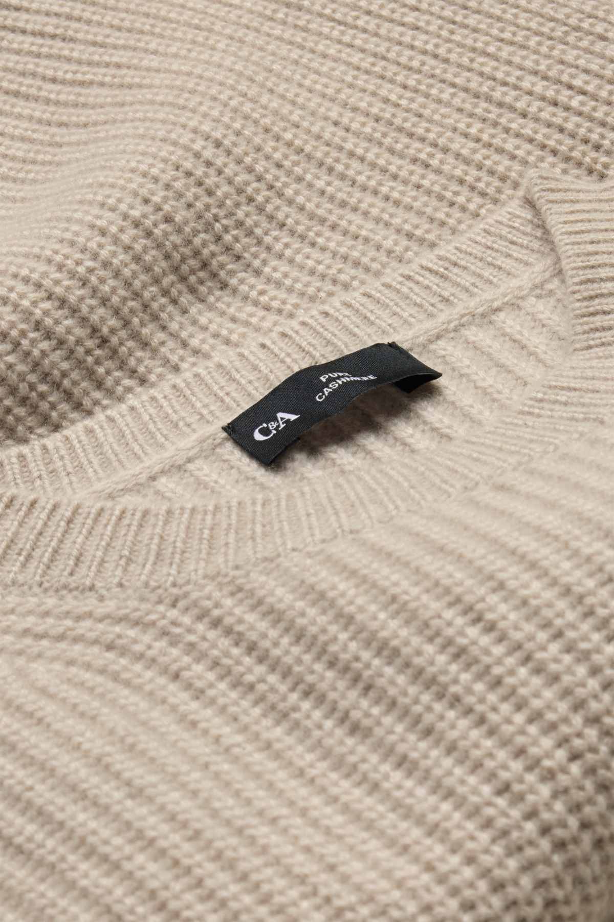 Cashmere jumper - ribbed - beige