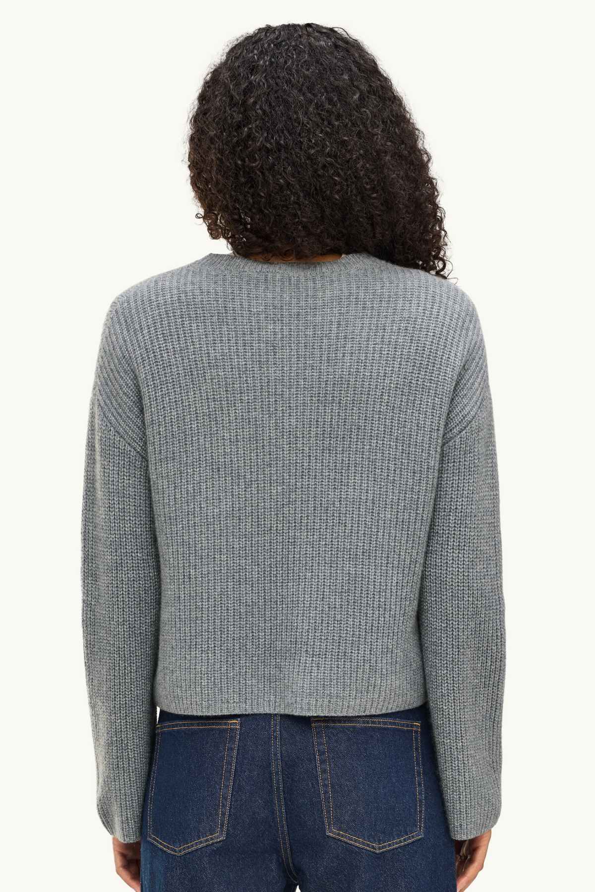 Cashmere jumper - ribbed - gray