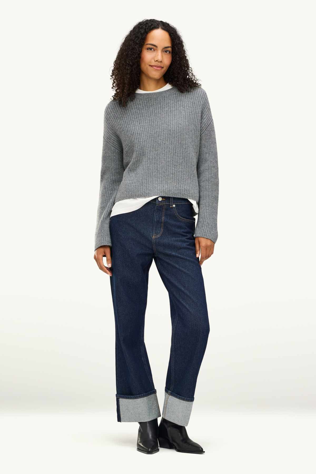 Cashmere jumper - ribbed - gray