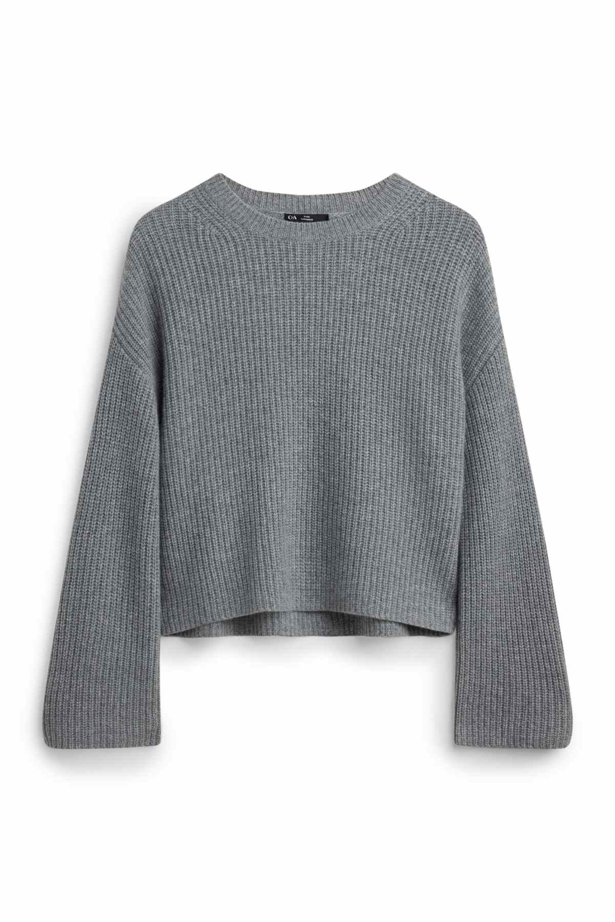 Cashmere jumper - ribbed - gray