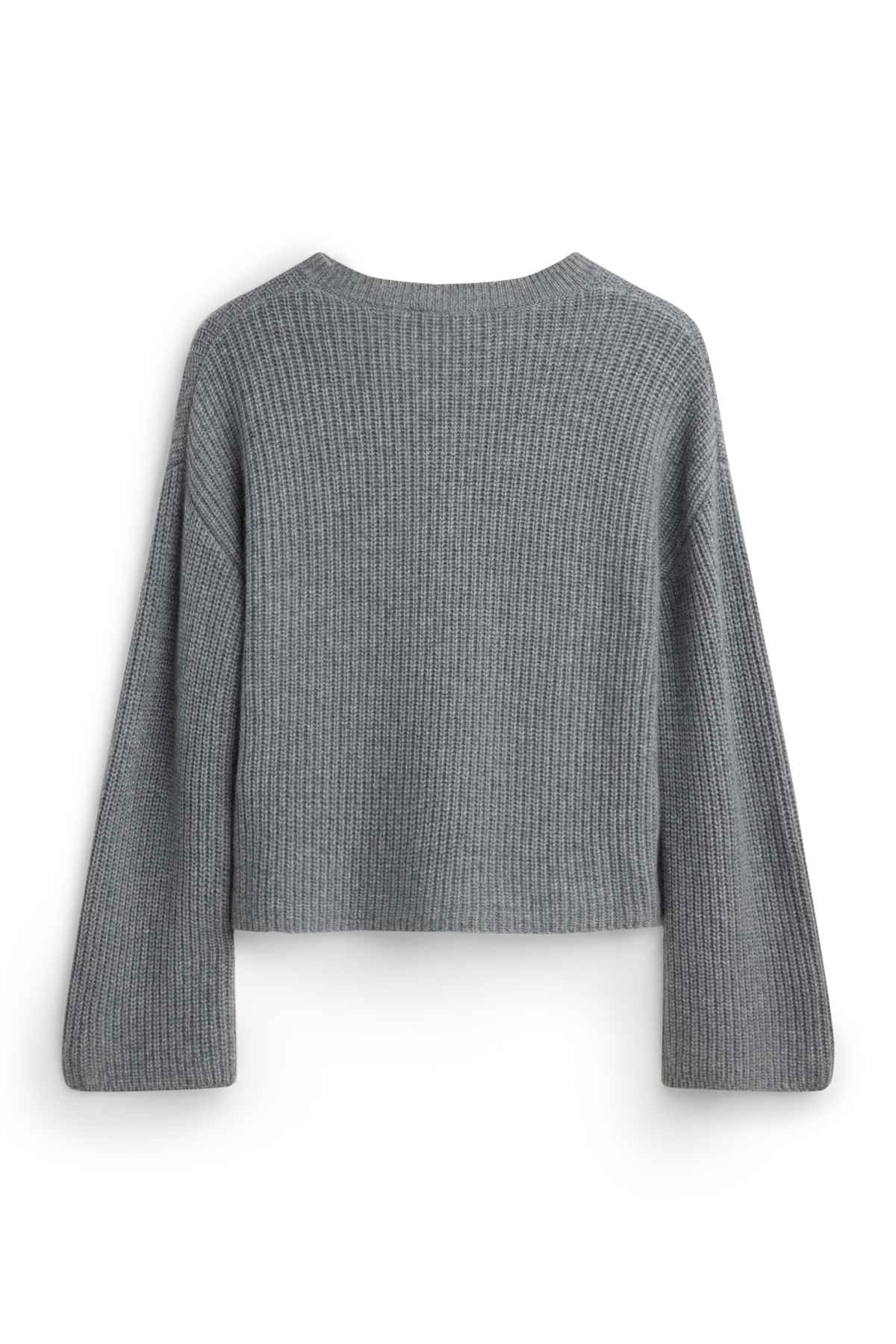 Cashmere jumper - ribbed - gray