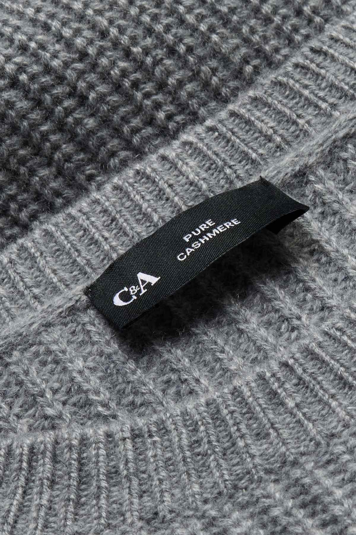 Cashmere jumper - ribbed - gray