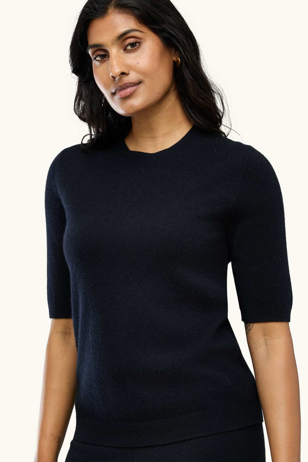 Cashmere jumper - short sleeve - black