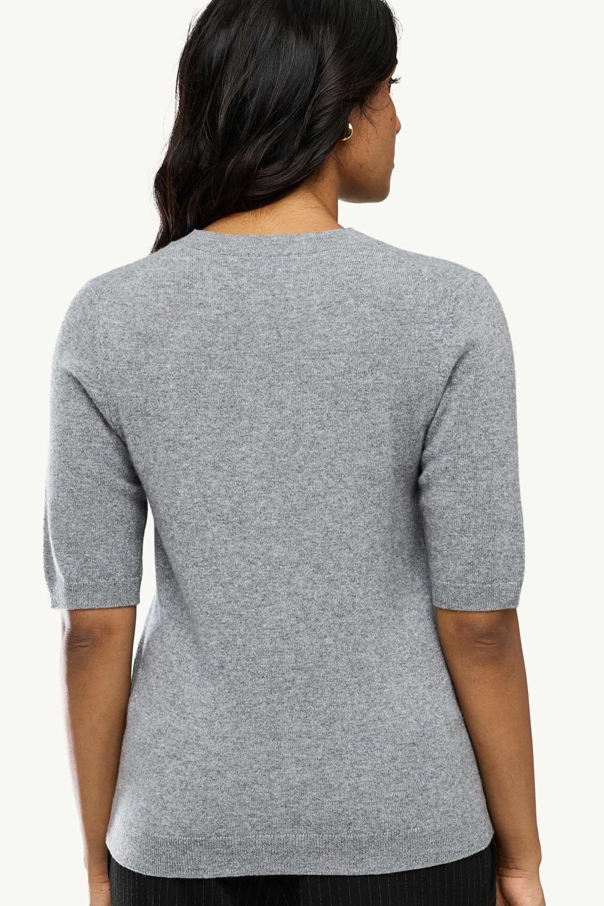 Cashmere jumper - short sleeve - gray-melange