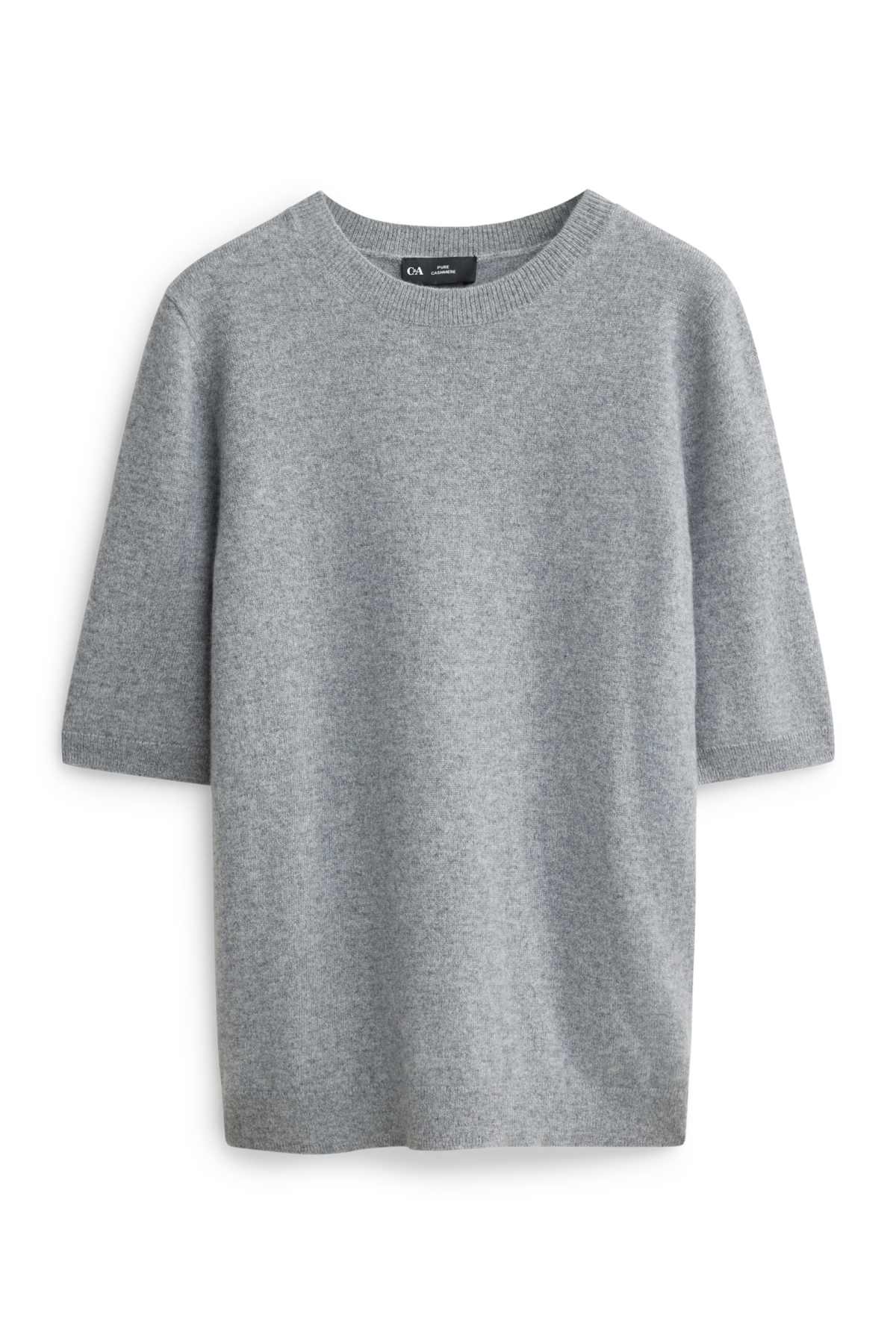 Cashmere jumper - short sleeve - gray-melange