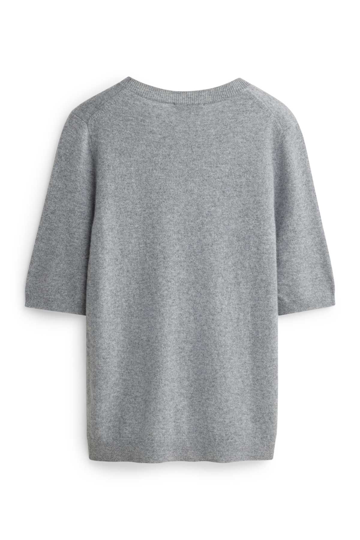 Cashmere jumper - short sleeve - gray-melange