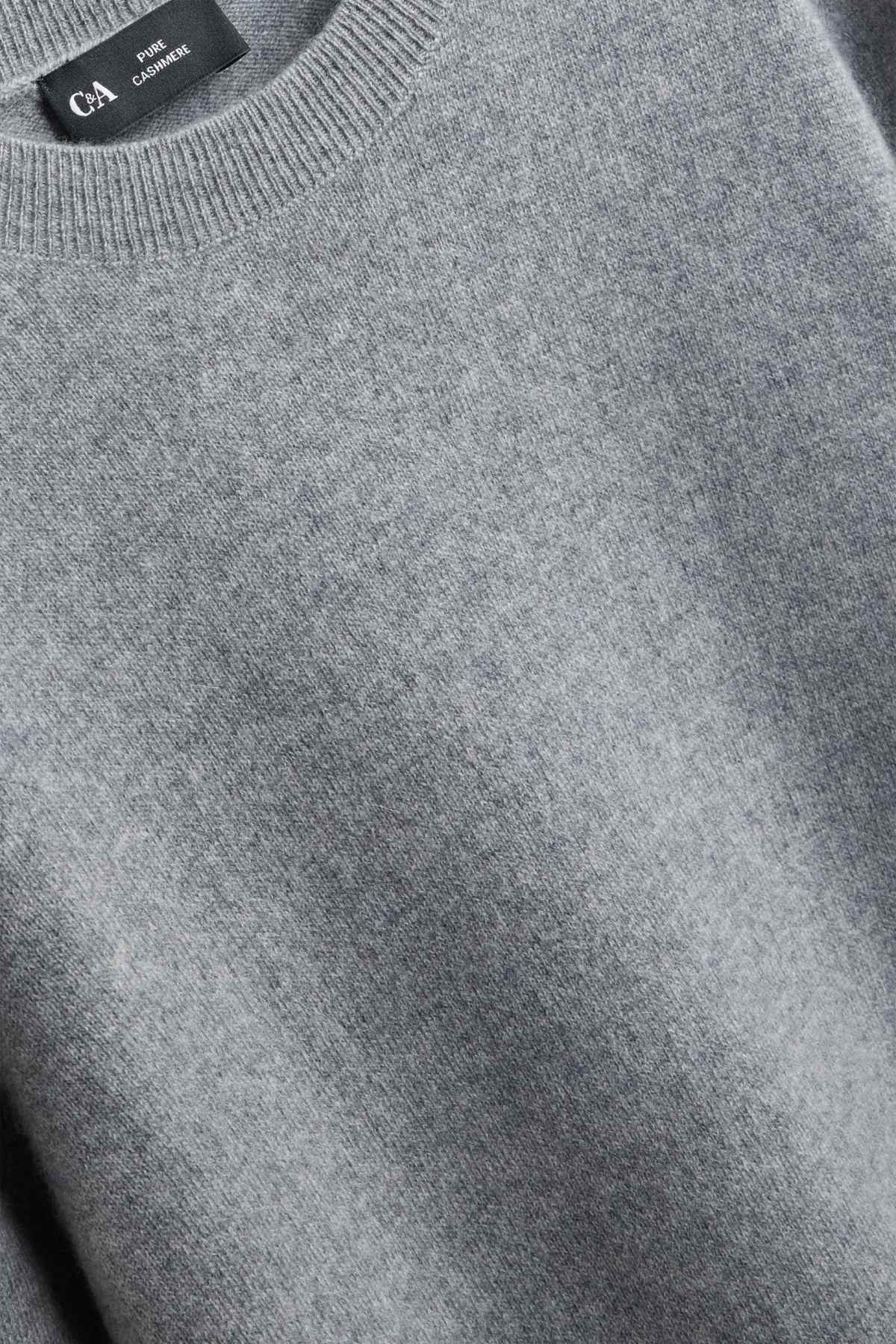 Cashmere jumper - short sleeve - gray-melange