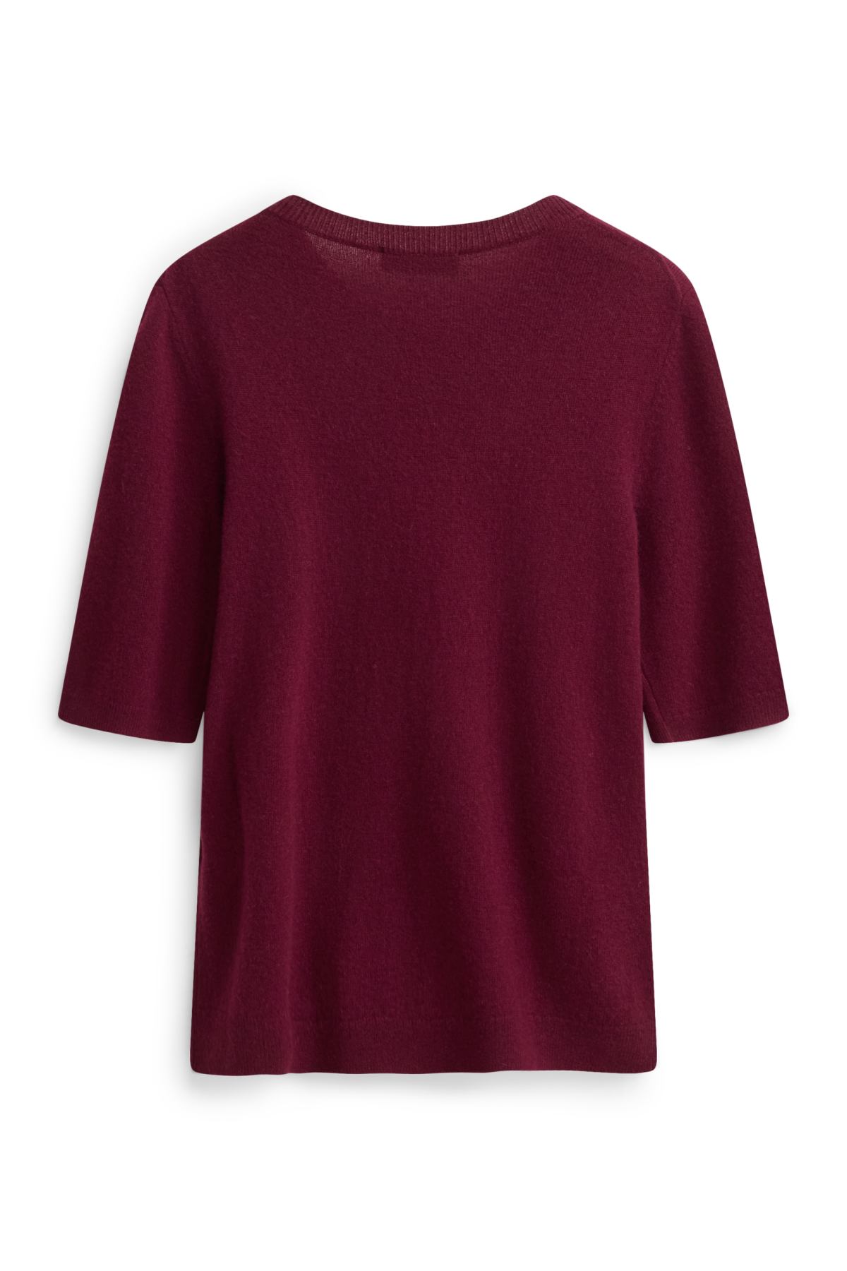 Cashmere jumper - short sleeve - bordeaux