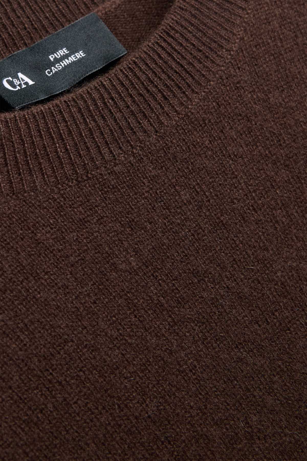 Cashmere jumper - short sleeve - dark brown