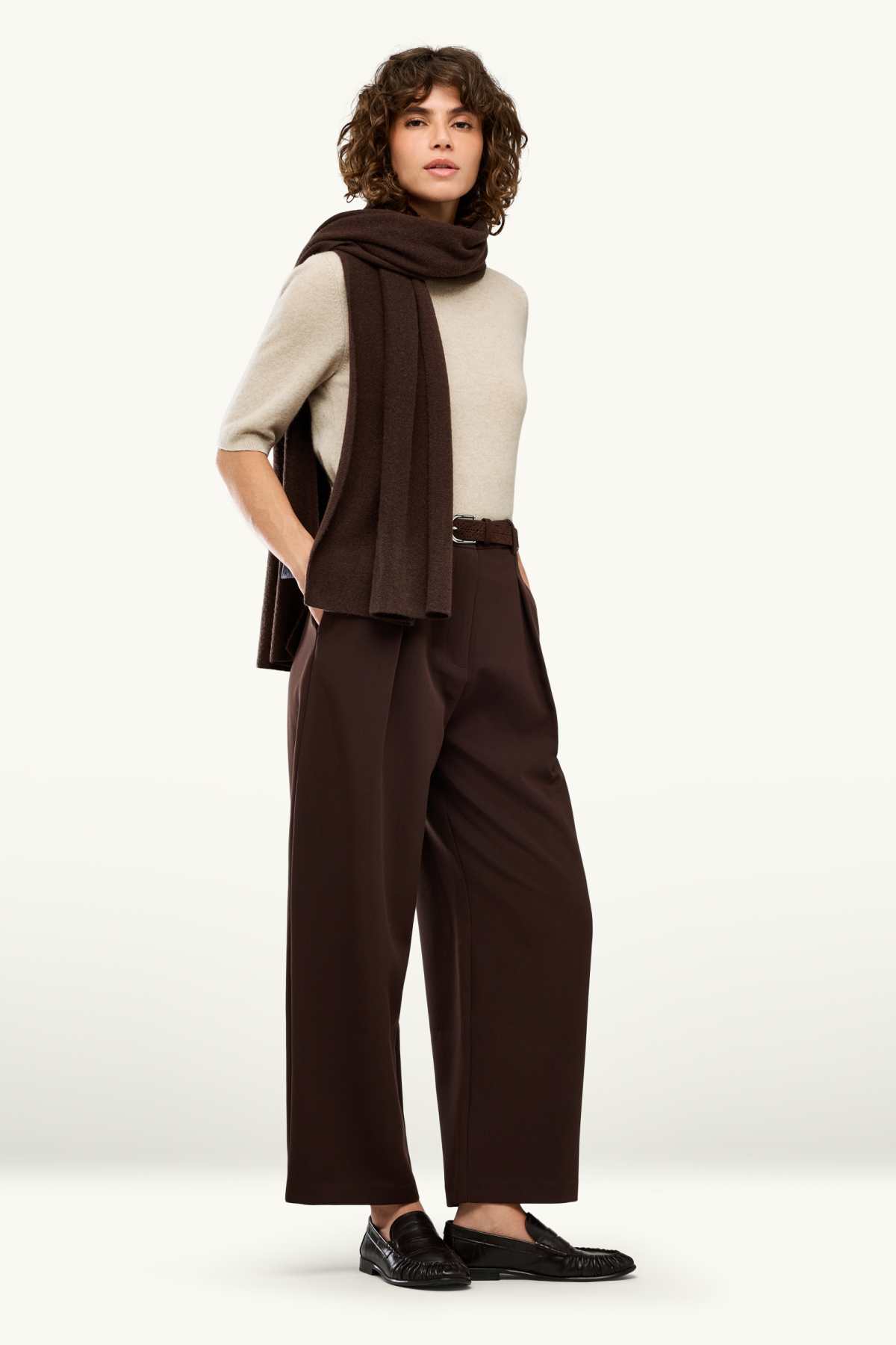Cashmere jumper - short sleeve - beige